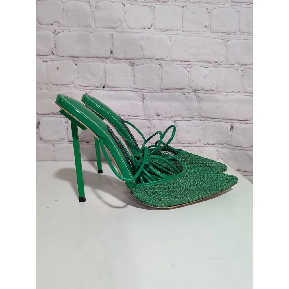 Jessica Rich Exotic Womens Sz 38 US 8 Stiletto Green Heels Sandals Ankle Wrap